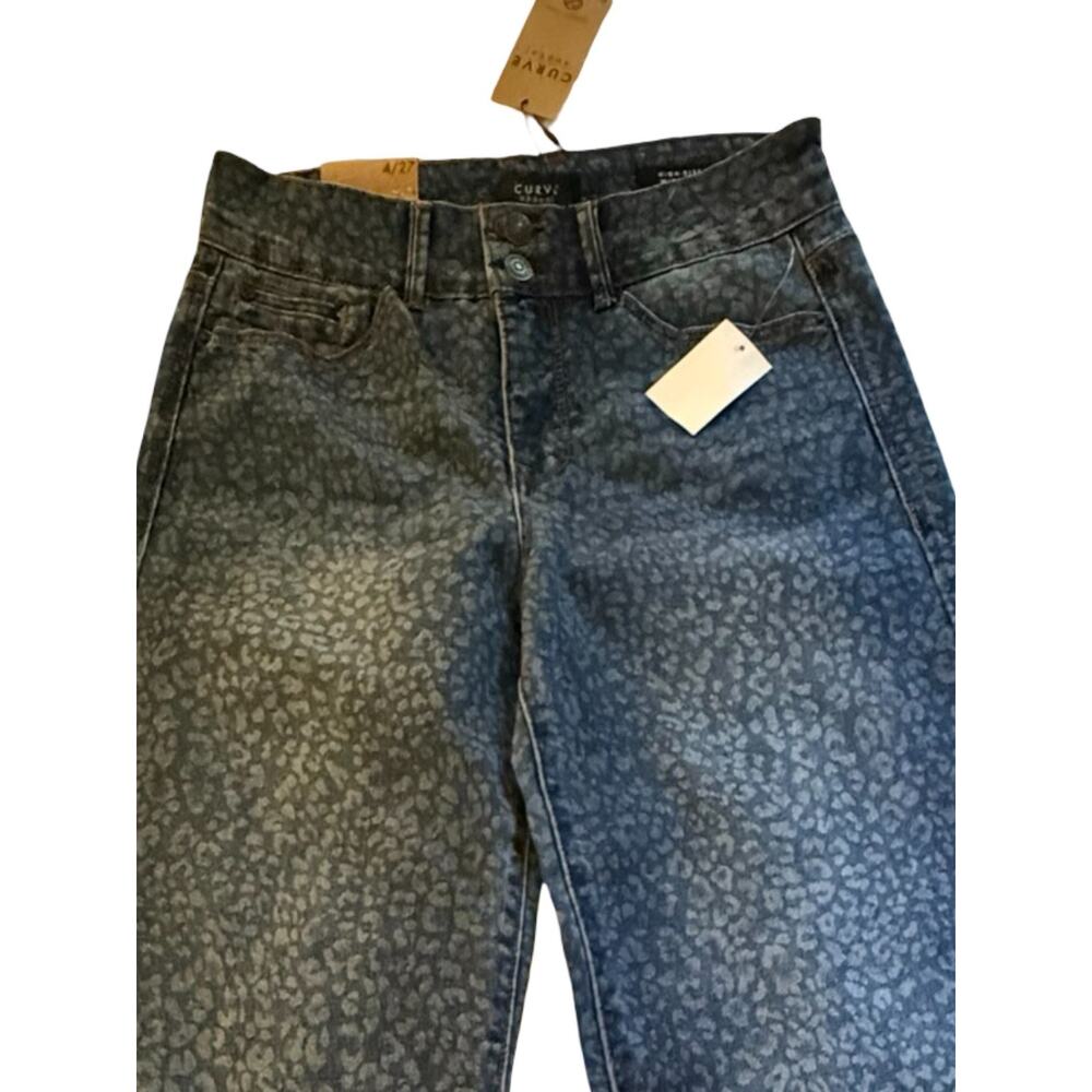 Curve Appeal Jeans Womens Size 4 High Rise Wide Leg Leopard Print Cotton NWT - Picture 14 of 15
